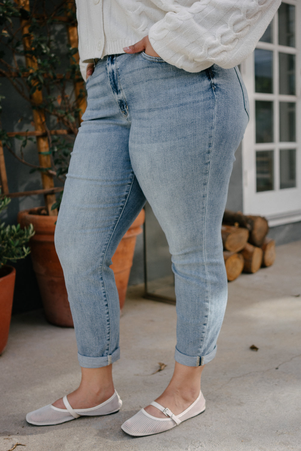 Michelle Vintage Wash Boyfriend Jeans - PLUS